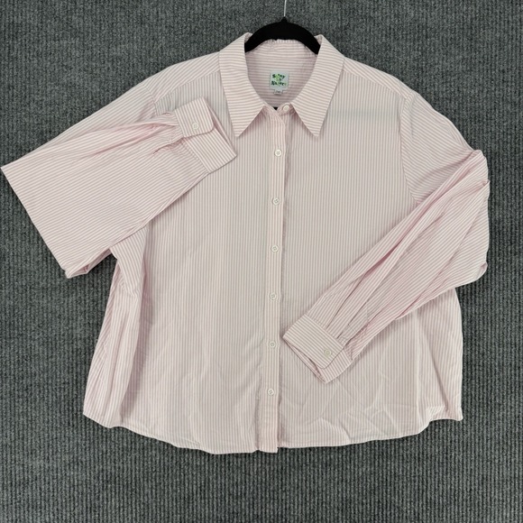 Shiny By Nature Tops - Shiny by Nature womens button up shirt long sleeve stripe cotton plus size 2XL